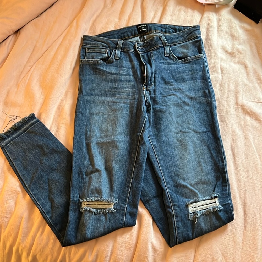 Just Black Denim Jeans w/ Distressed Knees